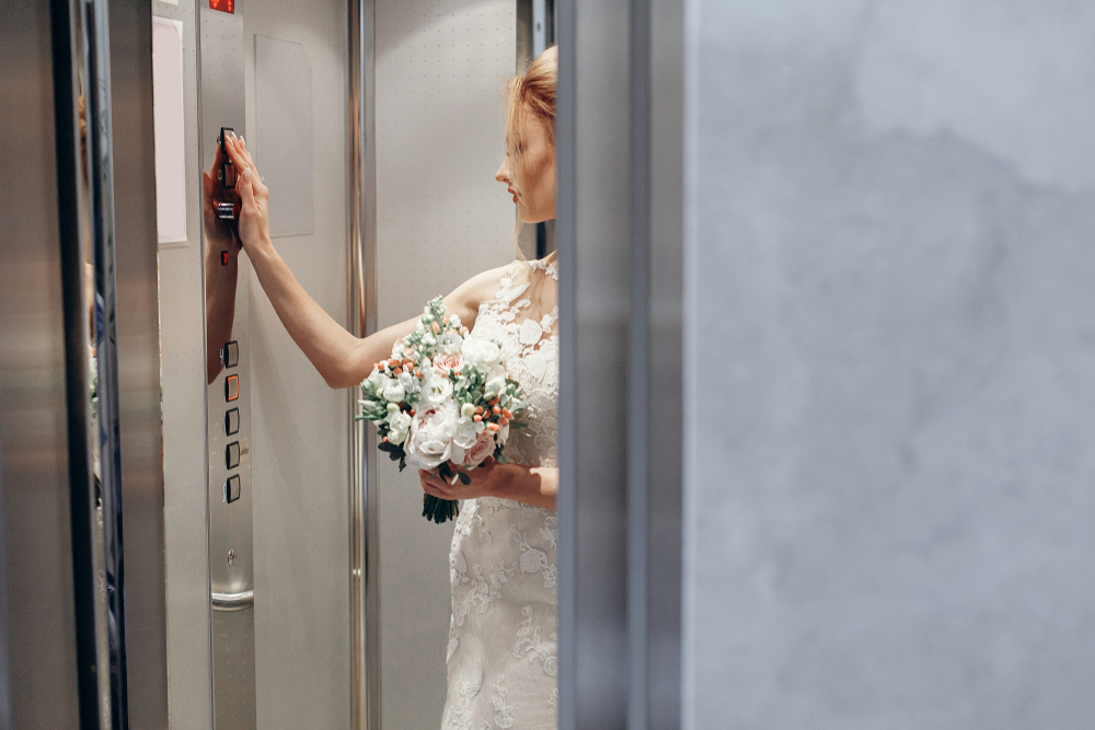 Bride gets stuck in elevator on her wedding day