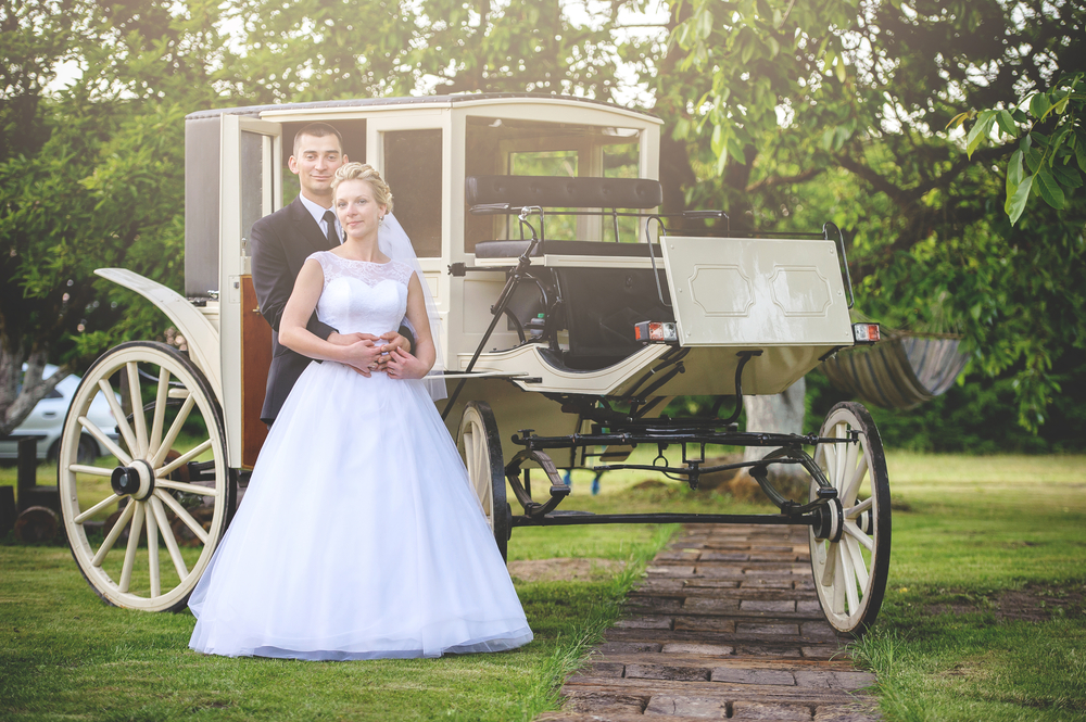The bride entered on a beautiful carriage